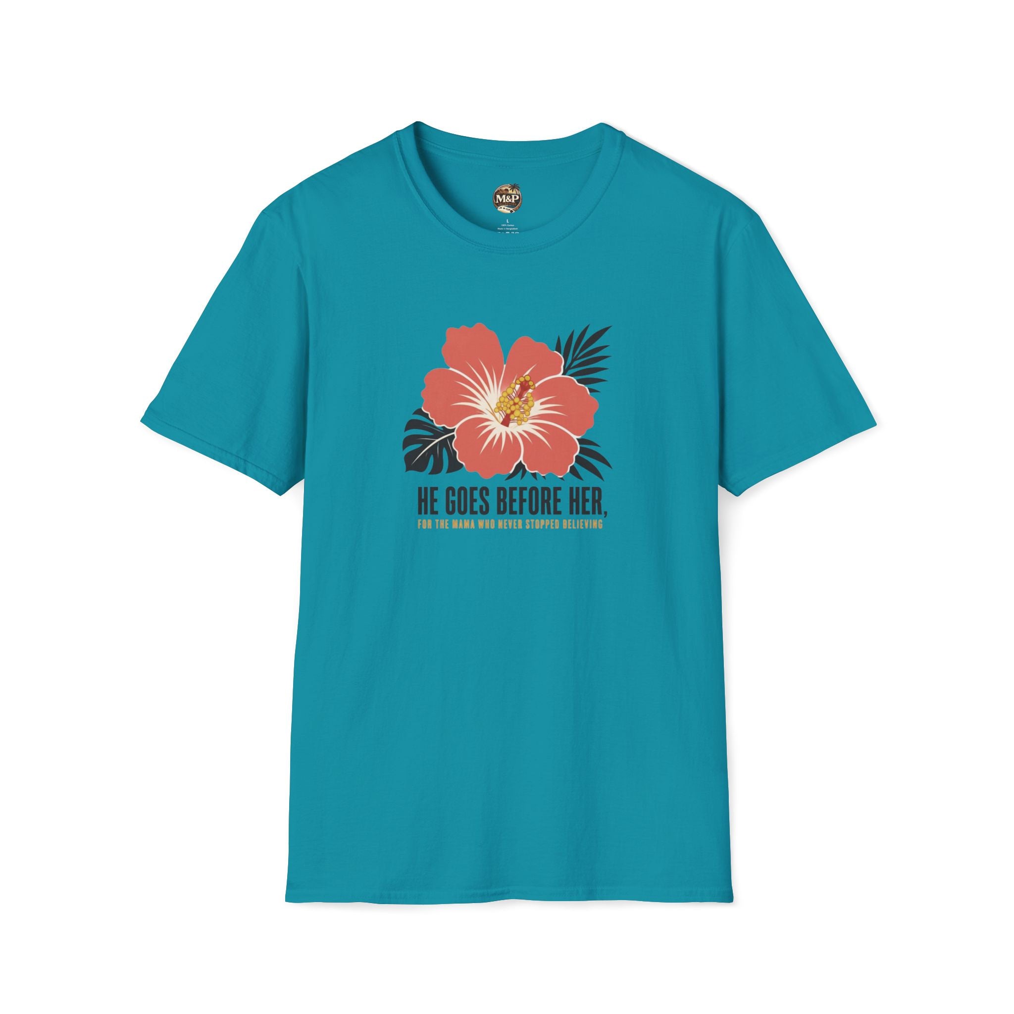 He Goes Before Her T-Shirt — Christian Faith Inspirational Tee by Printify