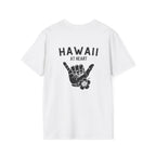 Hawaii At Heart Shaka Plumeria T-Shirt | Minimal Monogram Circle Logo by Printify