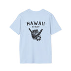 Hawaii At Heart Shaka Plumeria T-Shirt | Minimal Monogram Circle Logo by Printify