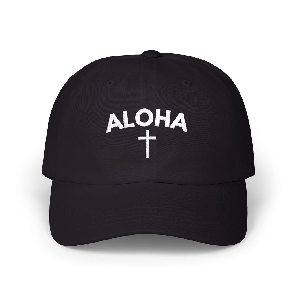 Aloha Cross Dad Cap | Embroidered Navy Baseball Hat by Printify
