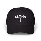 Aloha Cross Dad Cap | Embroidered Navy Baseball Hat by Printify