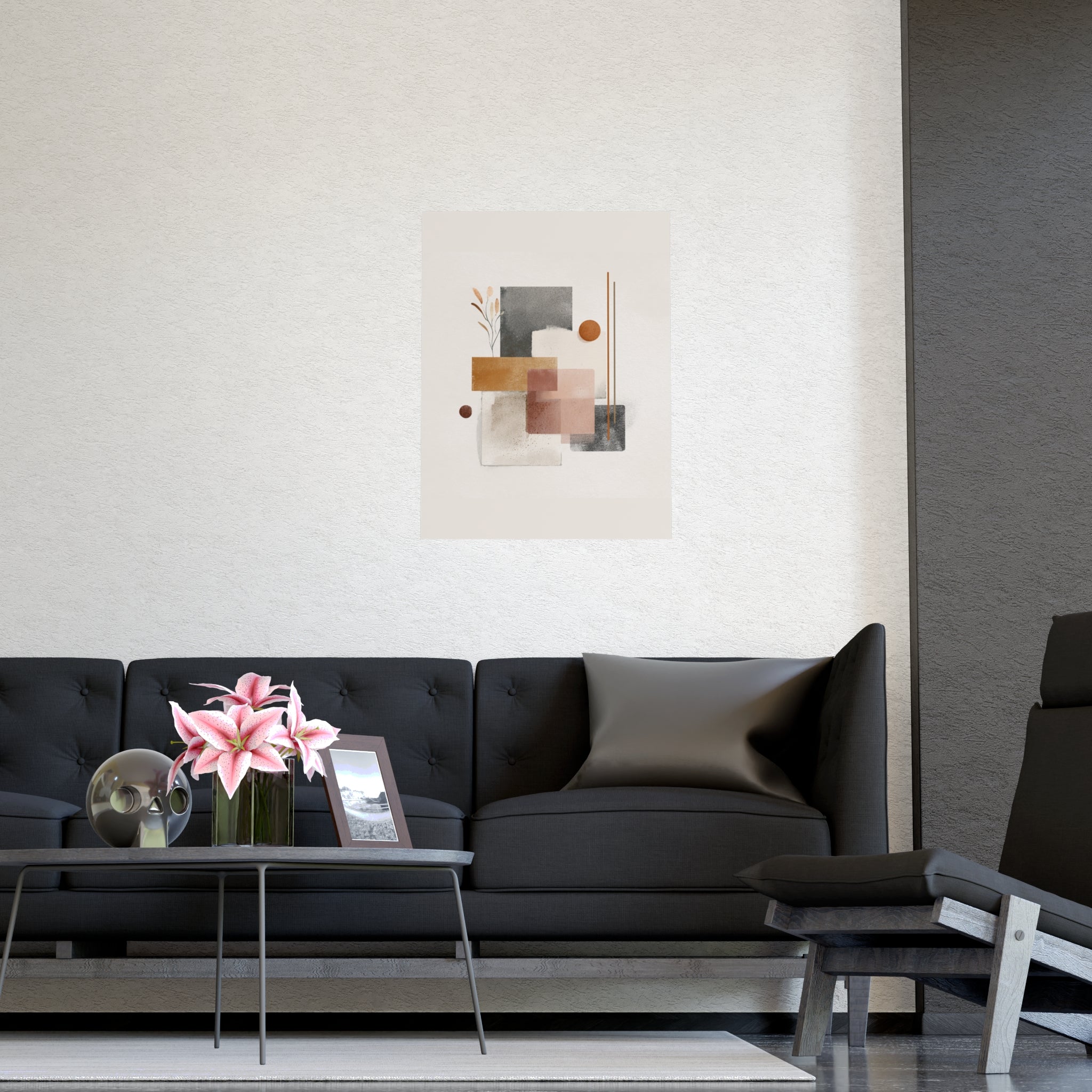 Abstract Wall Art Print, Neutral Pink Poster