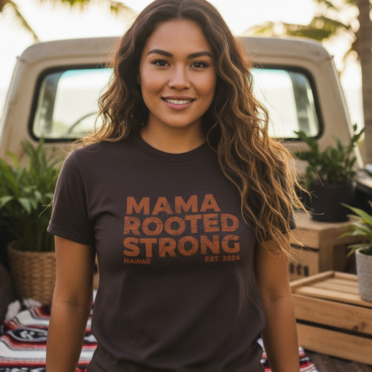 Mama Rooted Strong T-Shirt — Orange by Printify