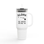 Aloha Hawaiian Islands with Ke Akua Phrase Travel Mug | 40oz Insulated Tumbler by Printify