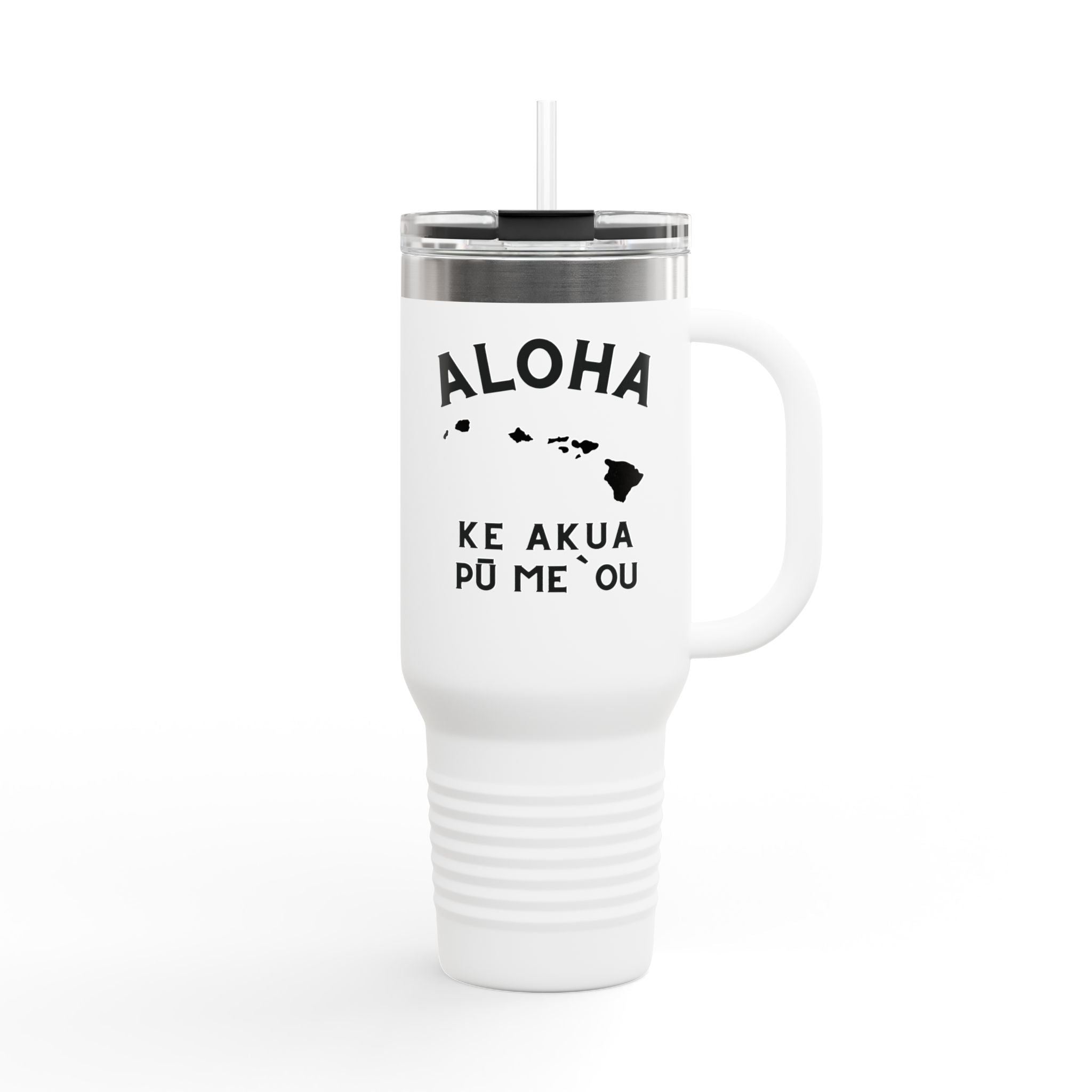 Aloha Hawaiian Islands with Ke Akua Phrase Travel Mug | 40oz Insulated Tumbler by Printify