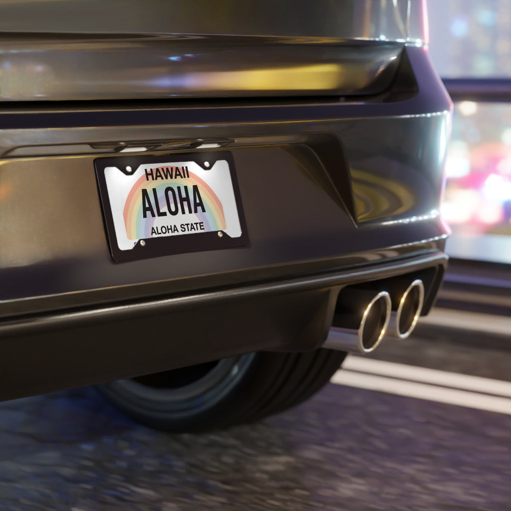 Hawaii Aloha Rainbow Vanity Plate | Aloha State License Plate by Printify