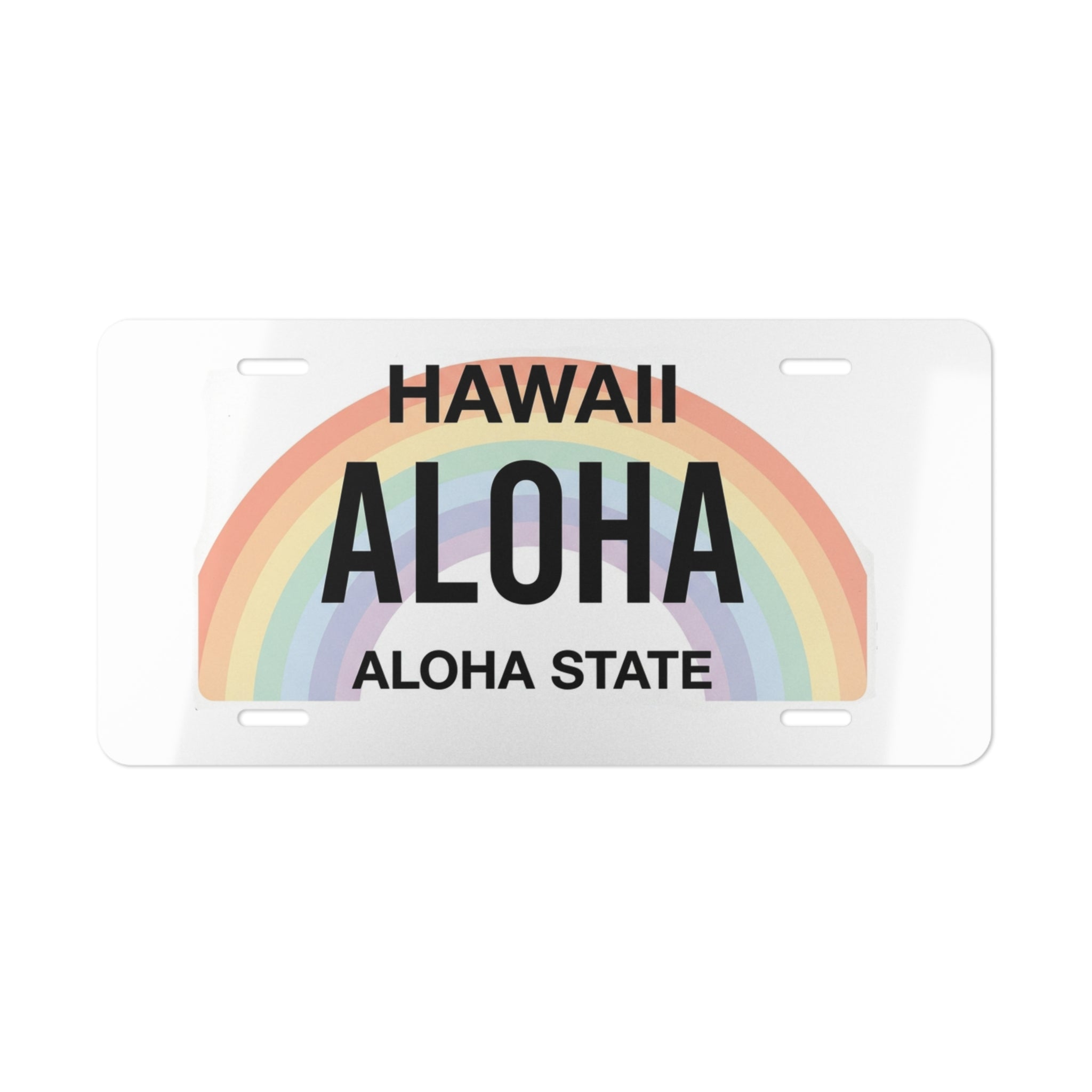 Hawaii Aloha Rainbow Vanity Plate | Aloha State License Plate by Printify