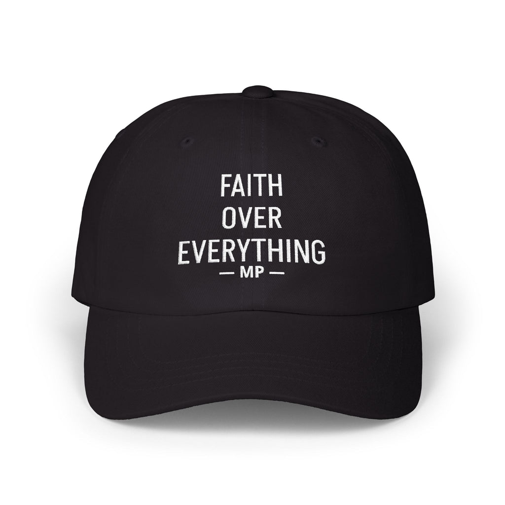Faith Over Everything dad cap | embroidered navy baseball hat by Printify