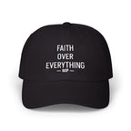Faith Over Everything dad cap | embroidered navy baseball hat by Printify