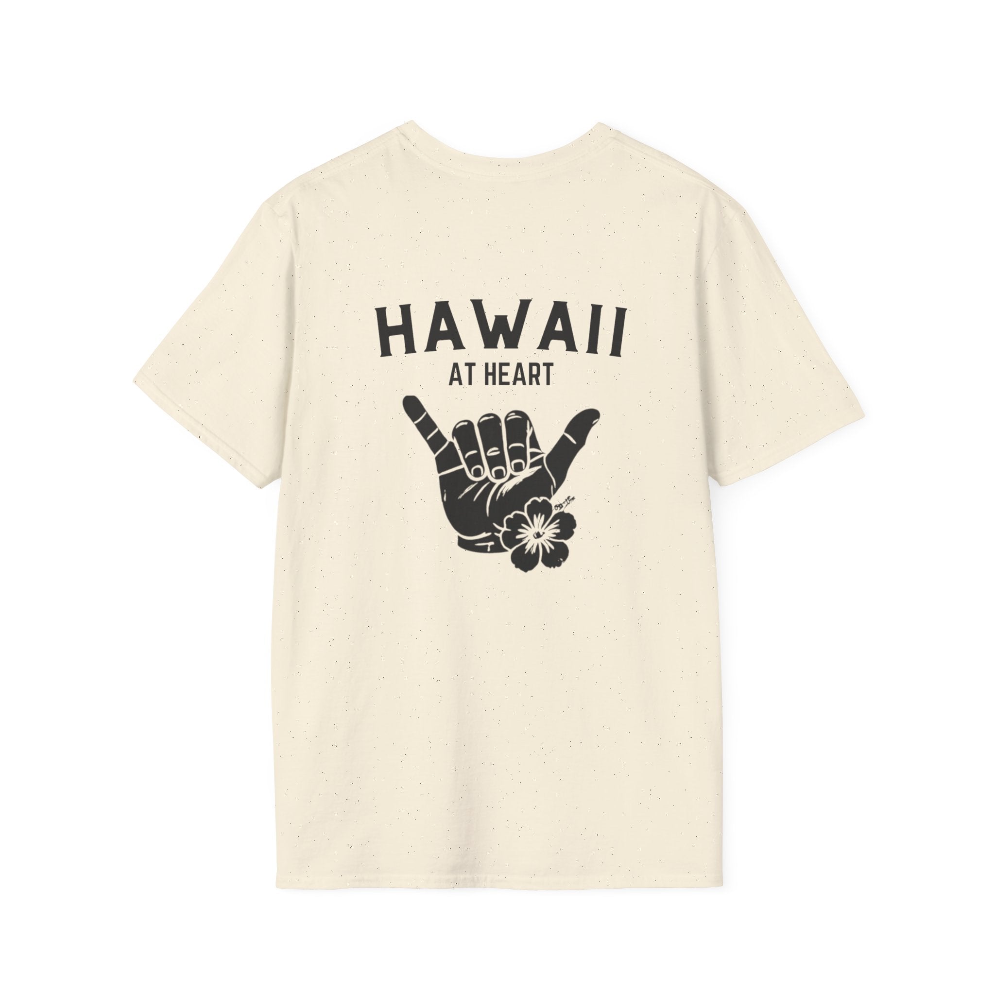 Hawaii At Heart Shaka Plumeria T-Shirt | Minimal Monogram Circle Logo by Printify