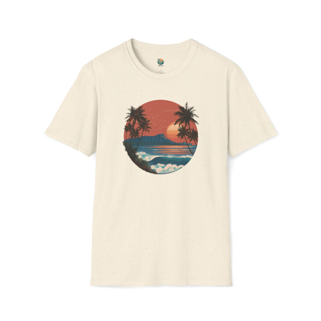 Diamond Head at Sunset T-Shirt | Hawaii Sunset Illustration by Printify