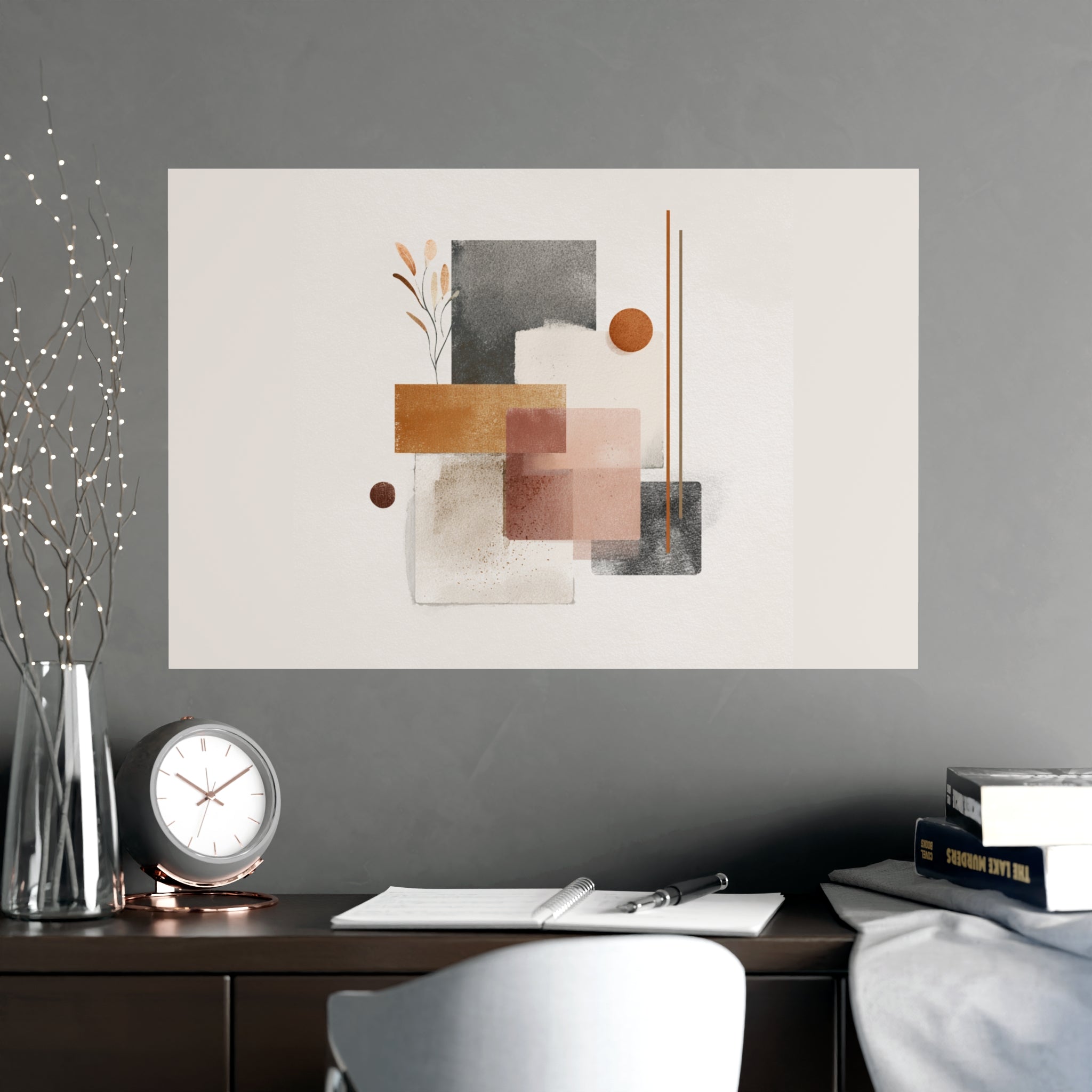 Abstract Wall Art Print, Neutral Pink Poster
