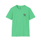 Green t-shirt with a logo on a white background