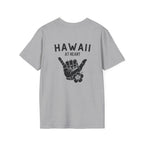 Hawaii At Heart Shaka Plumeria T-Shirt | Minimal Monogram Circle Logo by Printify