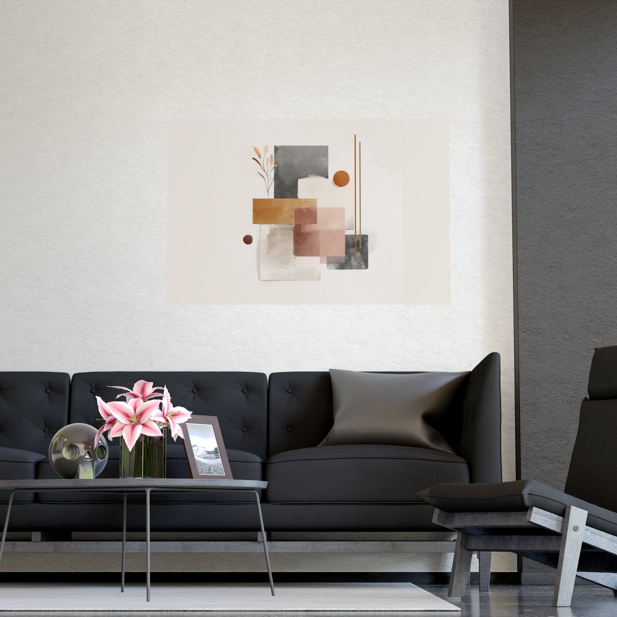 Abstract Wall Art Print, Neutral Pink Poster