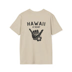 Hawaii At Heart Shaka Plumeria T-Shirt | Minimal Monogram Circle Logo by Printify