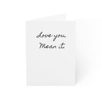 "Love you. Mean it." Single Minimalist Valentines Day Card by Printify