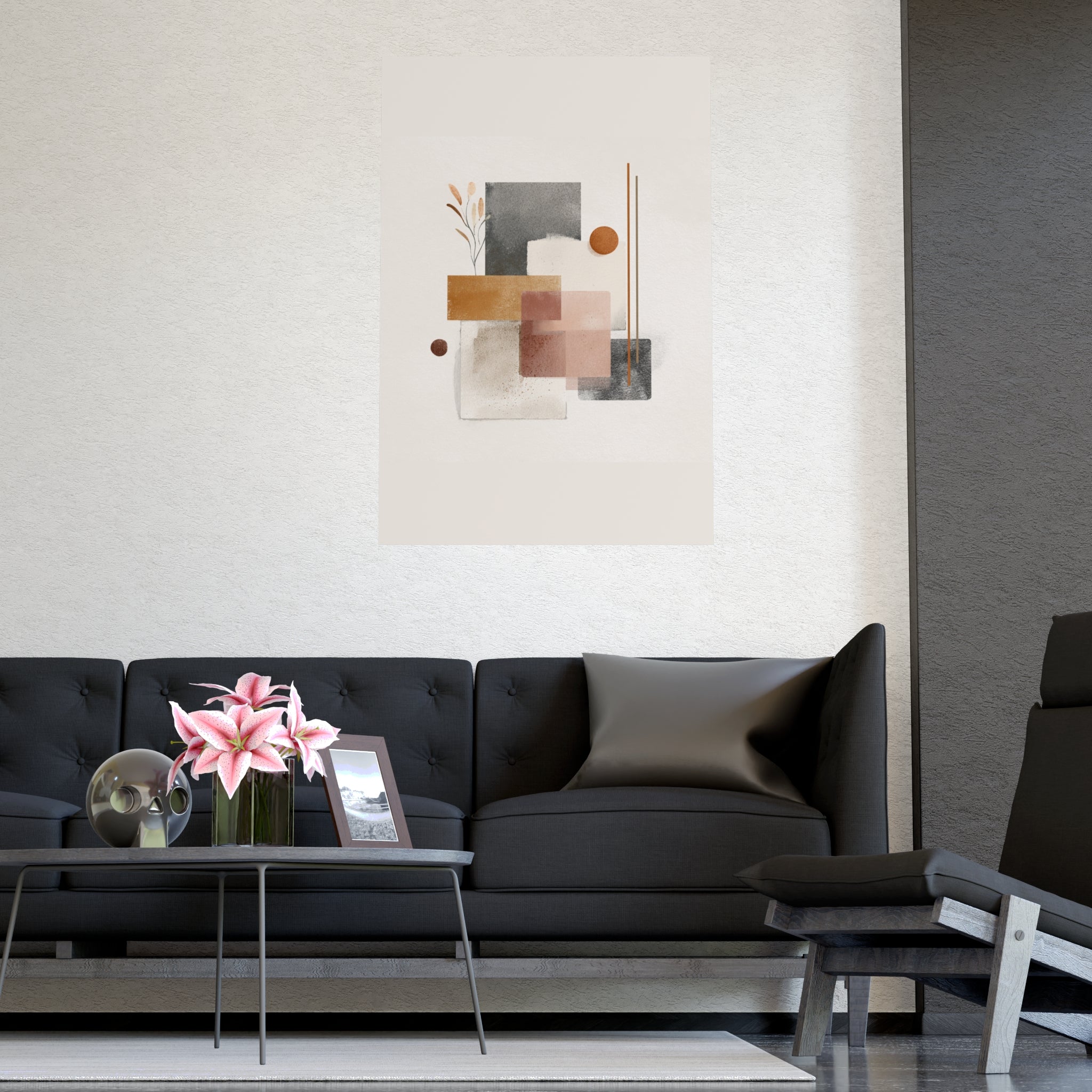 Abstract Wall Art Print, Neutral Pink Poster