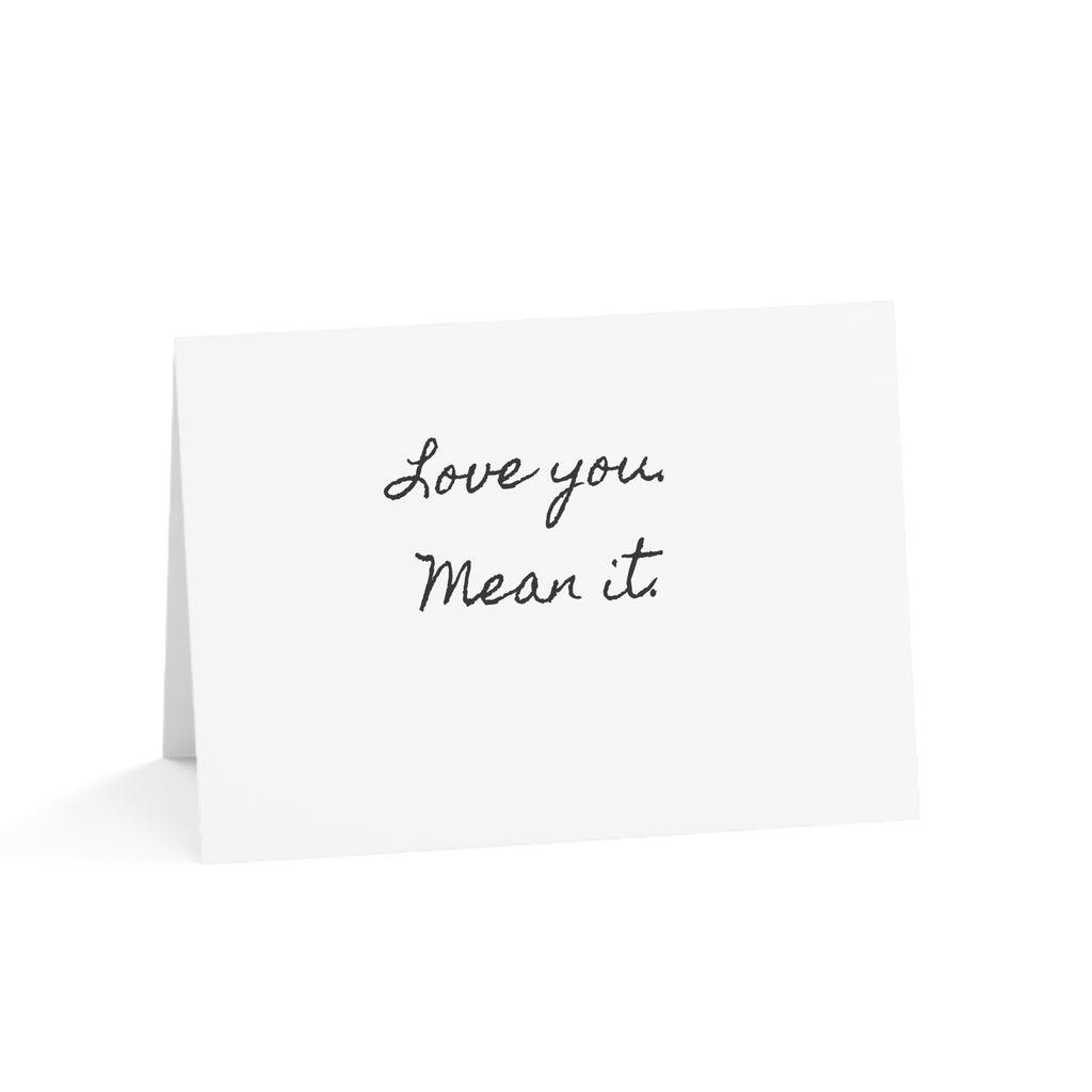 "Love you. Mean it." Single Minimalist Valentines Day Card by Printify