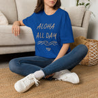 Aloha All Day T-Shirt | Tropical Waves Casual Tee by Printify
