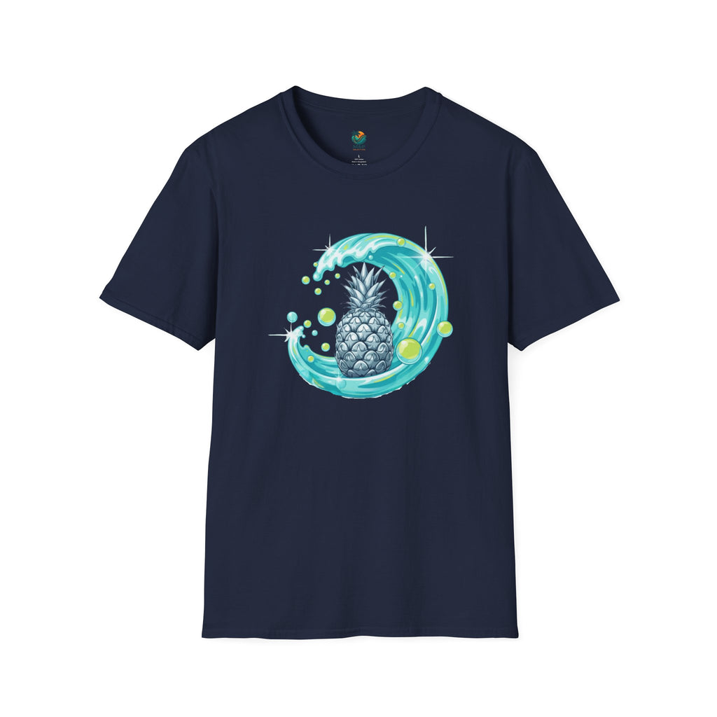 Chrome Pineapple Wave T-Shirt by Printify