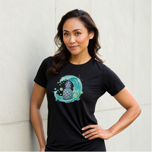 Chrome Pineapple Wave T-Shirt by Printify