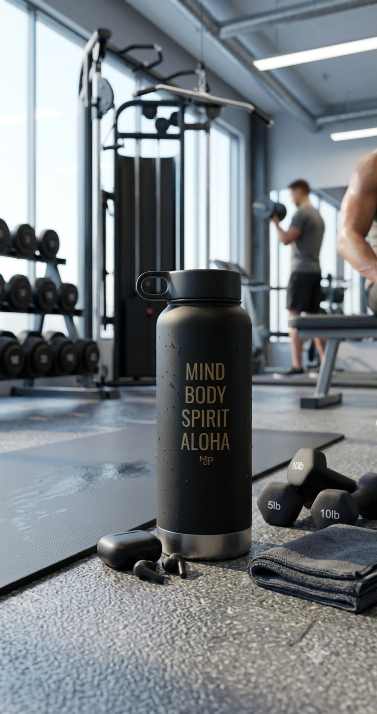 Mind Body Spirit Aloha Water Bottle | 32oz Stainless Tumbler by Printify