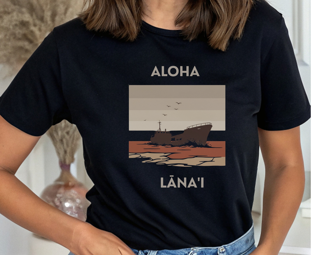 Aloha Lānaʻi Shipwreck Beach T-Shirt by Printify