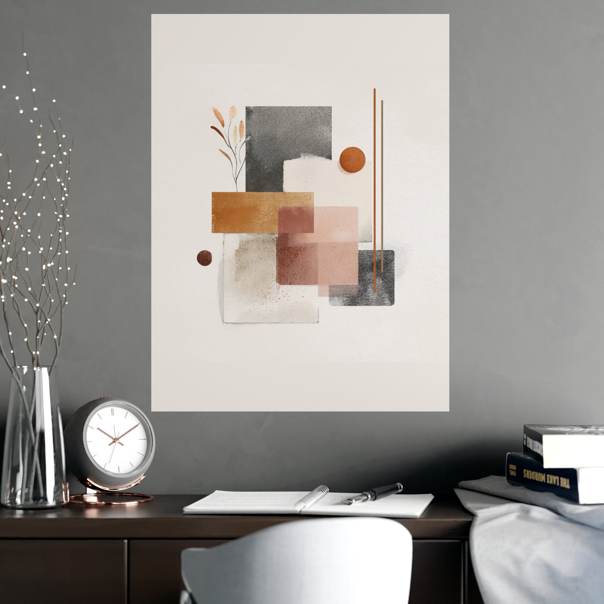 Abstract Wall Art Print, Neutral Pink Poster