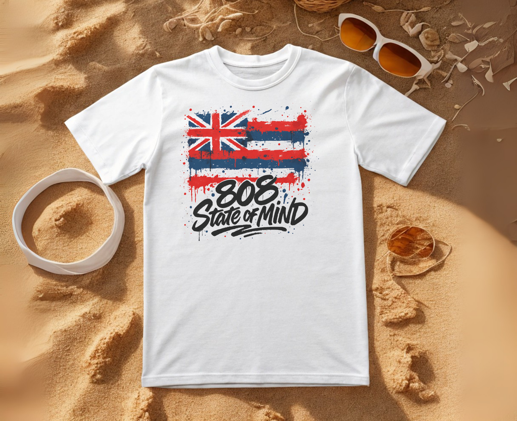 808 State Black Font of Mind Unisex White T-Shirt by Printify