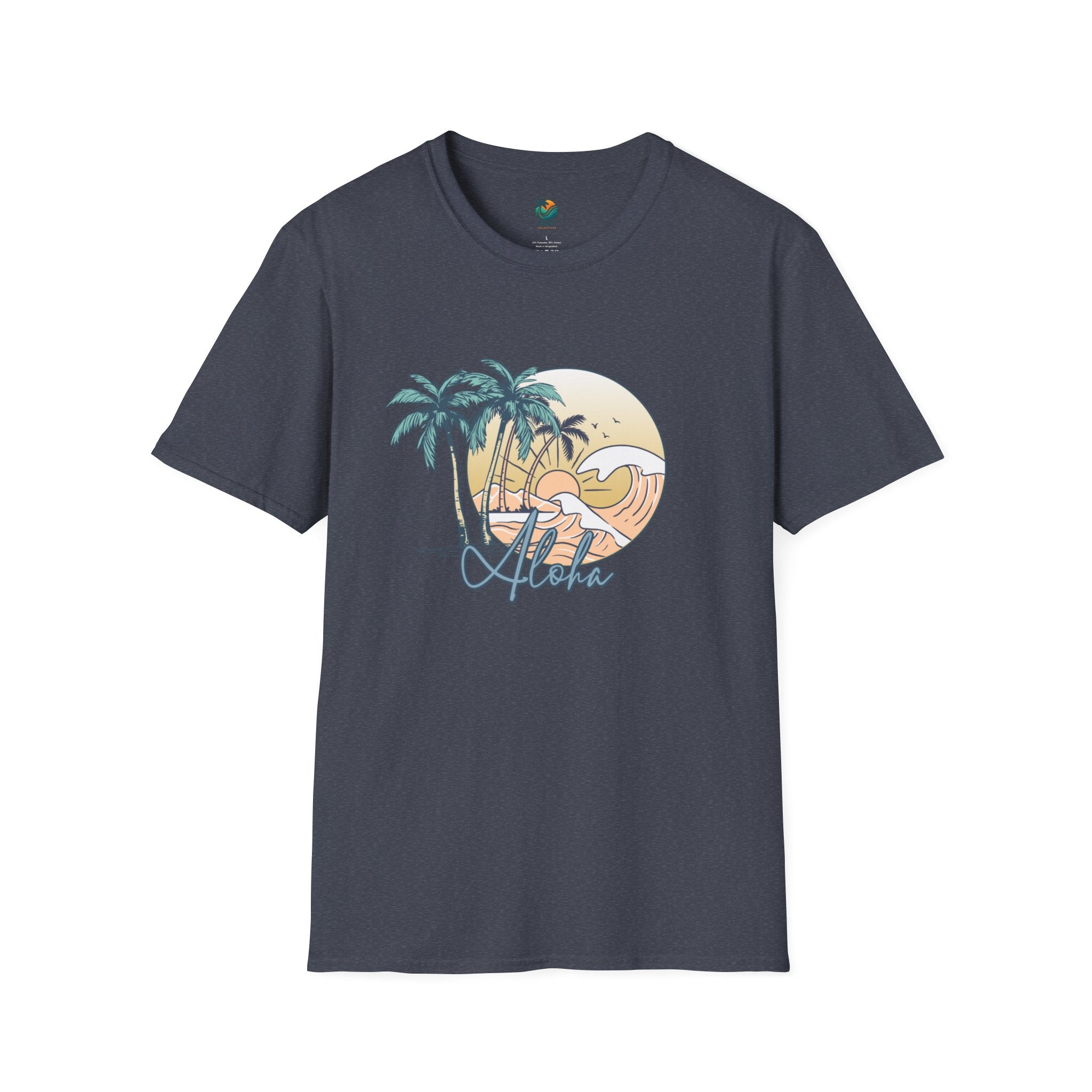 Aloha Sunset T-Shirt | Tropical Beach Palm Silhouette, Retro Sunset Tee