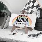 Hawaii Aloha Rainbow Vanity Plate | Aloha State License Plate by Printify