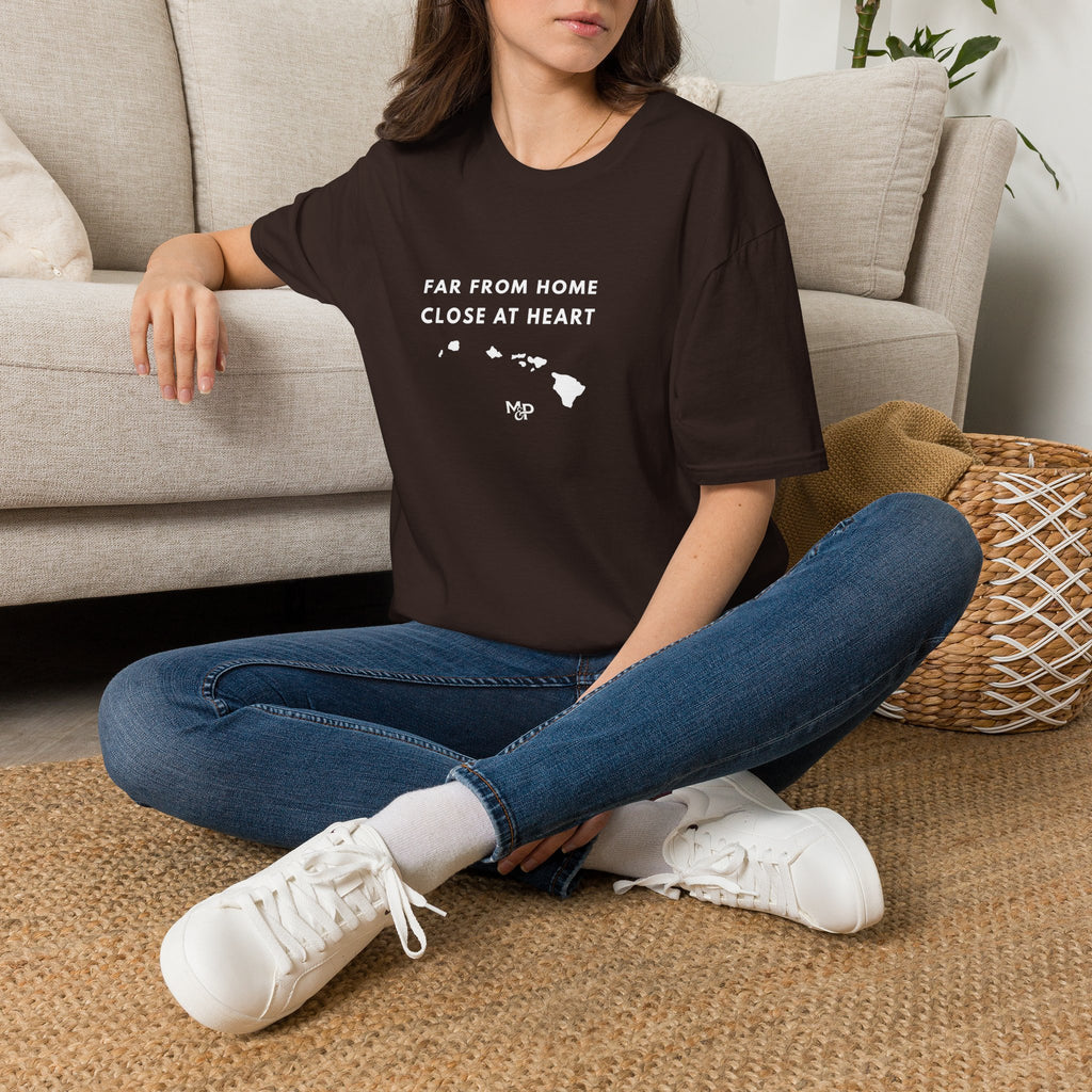 Far From Home Close At Heart T-Shirt | Hawaii map island design by Printify