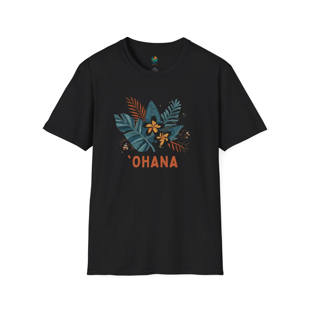 `Ohana blue on Black T-Shirt by Printify