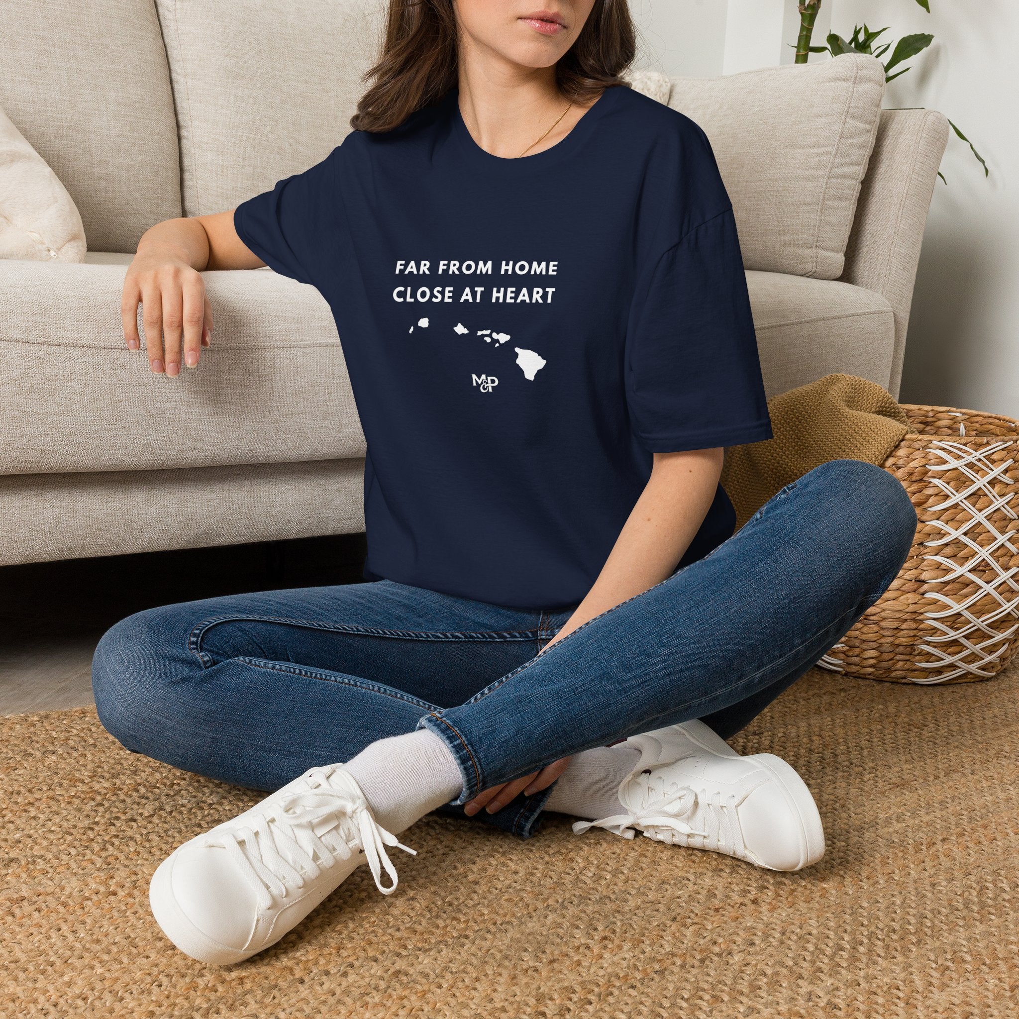 Far From Home Close At Heart T-Shirt | Hawaii map island design by Printify