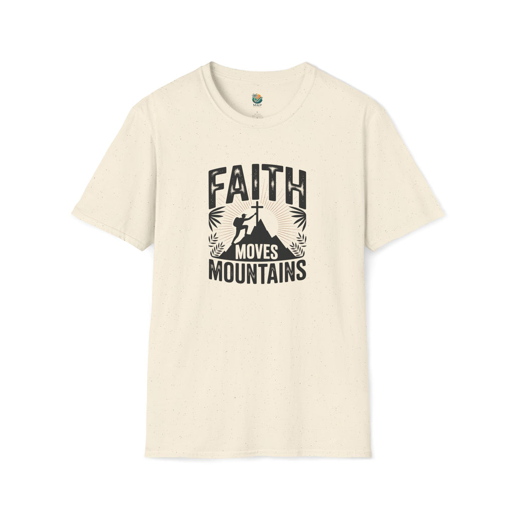 Faith Moves Mountains T-Shirt | Inspirational Christian Typography by Printify