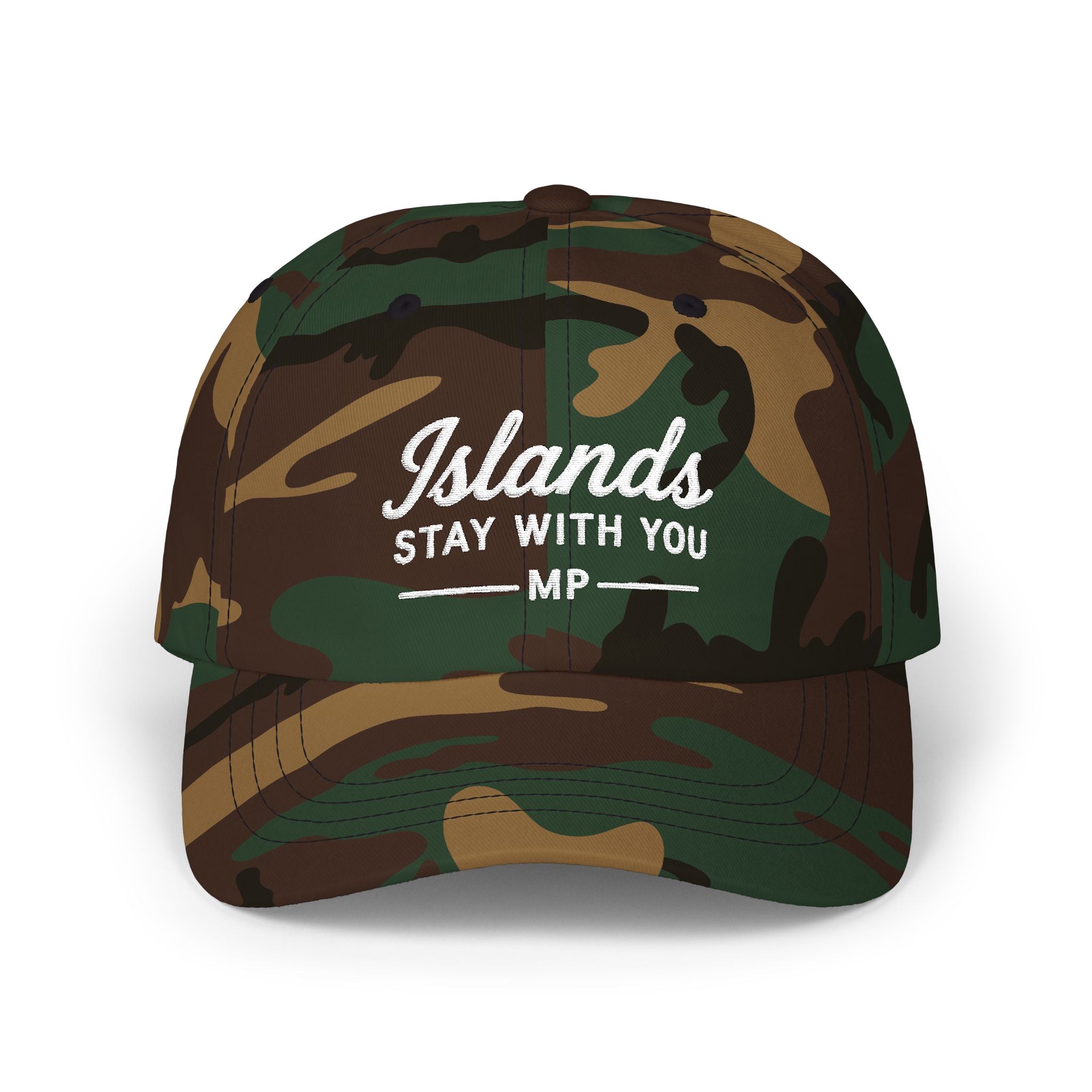 Islands Stay With You Dad Cap | Camo Baseball Hat by Printify