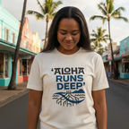 Aloha Runs Deep T-Shirt — Hawaiian Surf Vibe Tee by Printify
