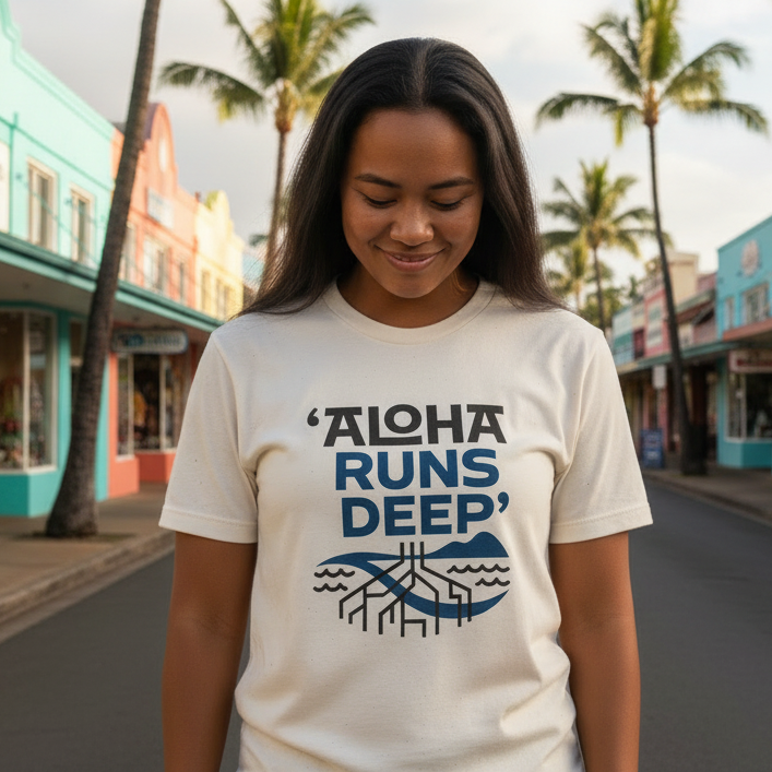 Aloha Runs Deep T-Shirt — Hawaiian Surf Vibe Tee by Printify