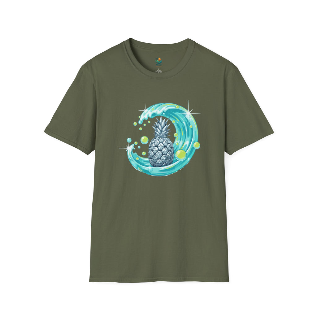 Chrome Pineapple Wave T-Shirt by Printify