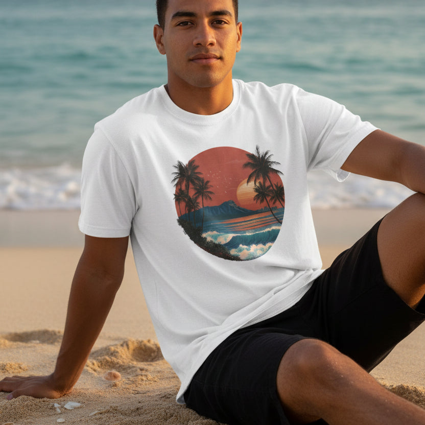 Diamond Head at Sunset T-Shirt | Hawaii Sunset Illustration