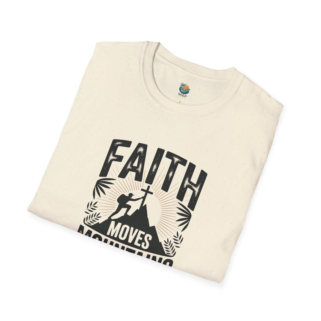 Faith Moves Mountains T-Shirt | Inspirational Christian Typography by Printify
