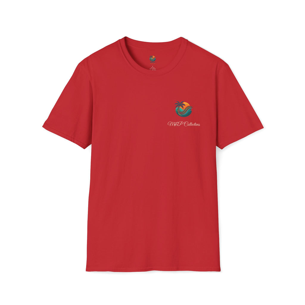 Red t-shirt with a logo on a white background