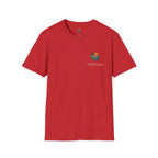 Red t-shirt with a logo on a white background