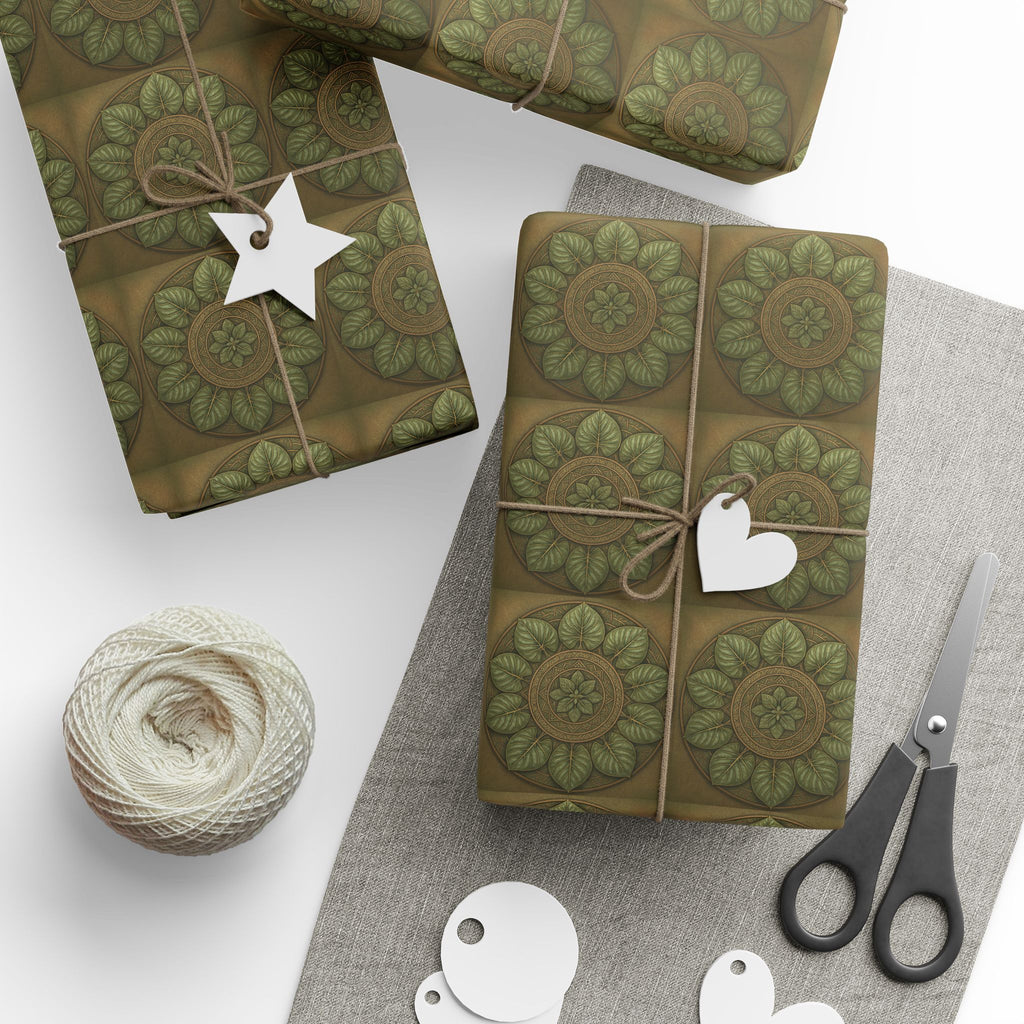 Leaf Pattern Wrapping Paper - Nature Inspired Gift Wrap, Eco-Friendly Holiday Paper by Printify